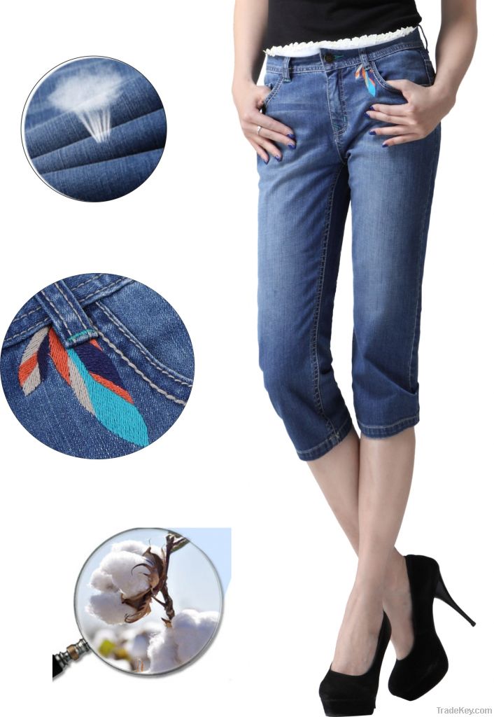 Latest OEM lady sexy capri pants---leggings factory-2013 fashion denim