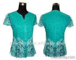 2013 hot new korea nice lace tops blouses design with beautiful embroi