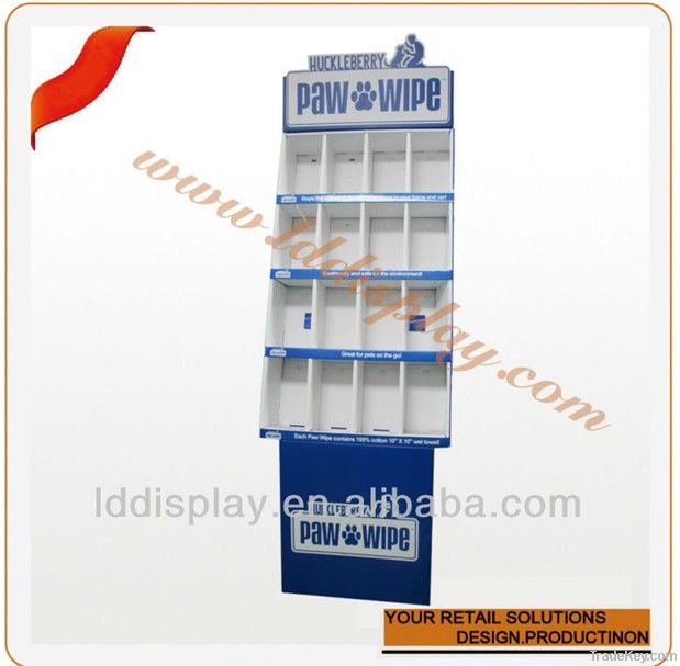 wet wipe compartment pop up cardboard display stand
