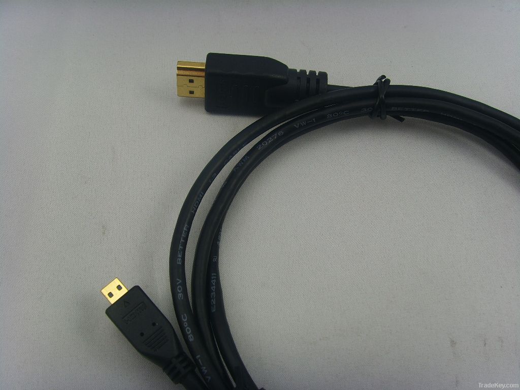 Micro HDMI to HDMI Cable High Speed Gold Plated