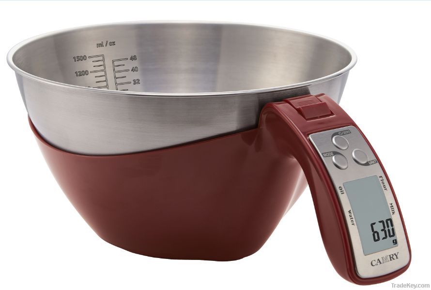 Camry Electronic Kitchen Scale with A Stainless Steel Bowl