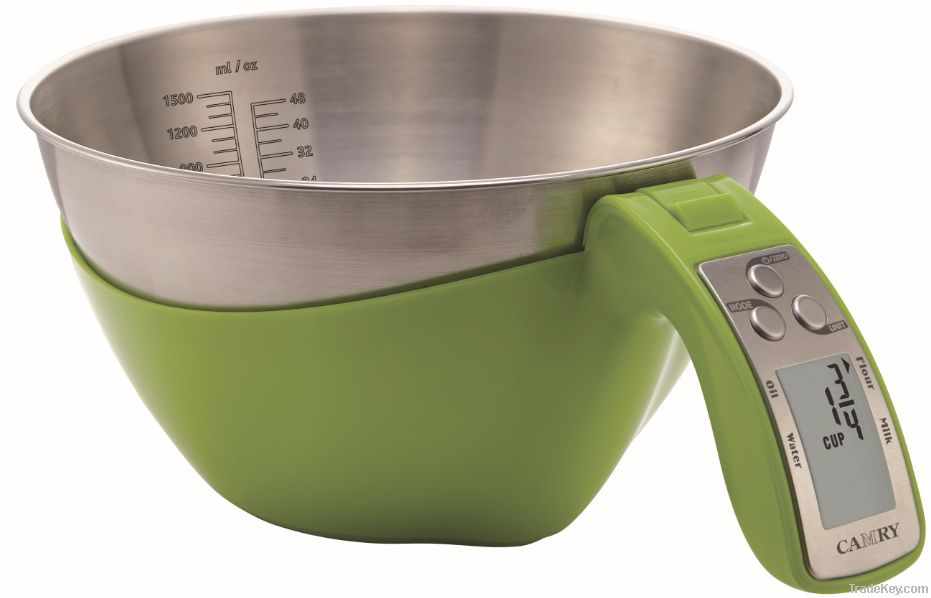 Camry Electronic Kitchen Scale with A Stainless Steel Bowl