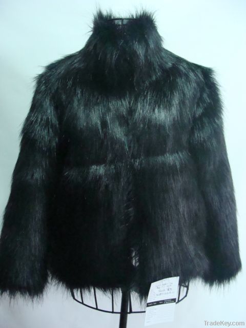 Ladies faux fox fur coat with short sleeve