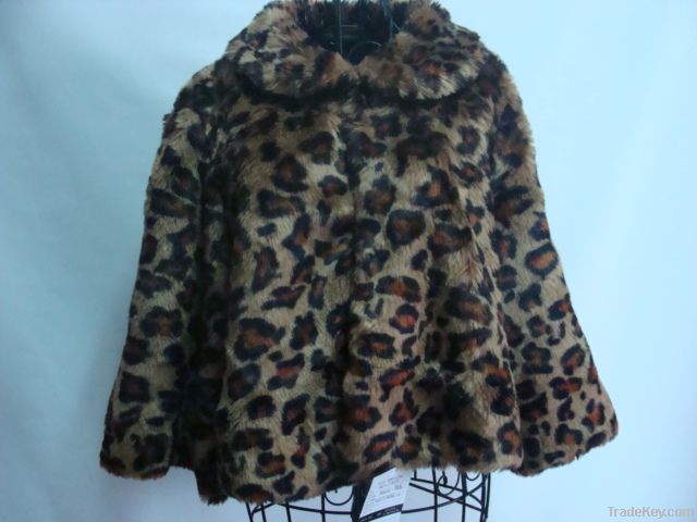 Ladies leopard print faux fur coat