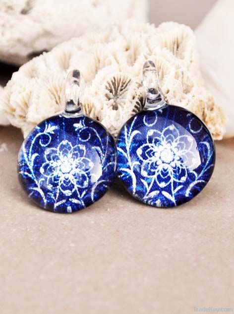 Hand made glass earrings mini circle