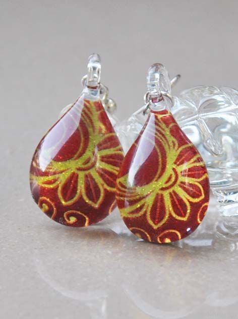 Hand made glass earrings mini water drop shape