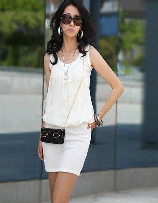 2013 Summer Women's Mini Dress Crew Neck Chiffon Sleeveless Causal Tun