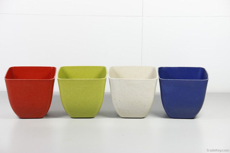 Colorful biodegradable garden planters and pots