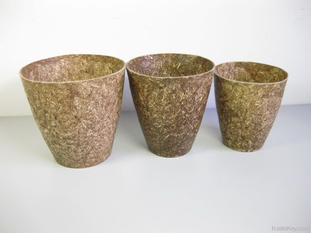 Recyclable fiber seeding pots