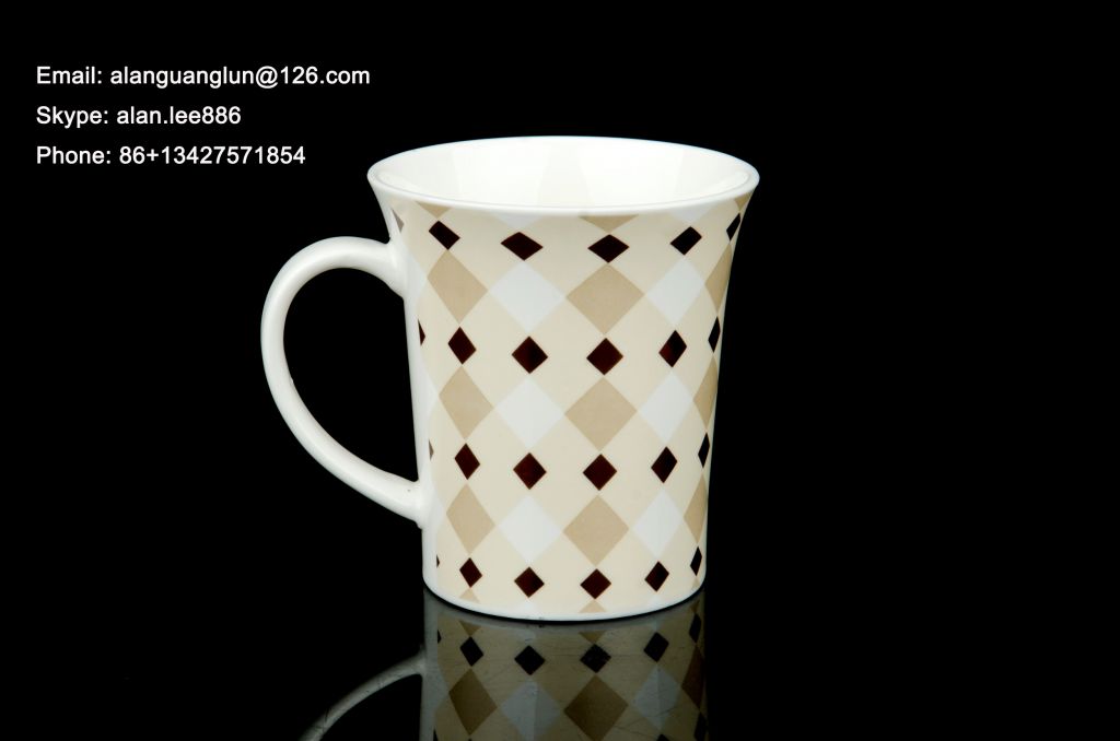 china white ceramic mug/ceramic coffee mug with flower manufacturer