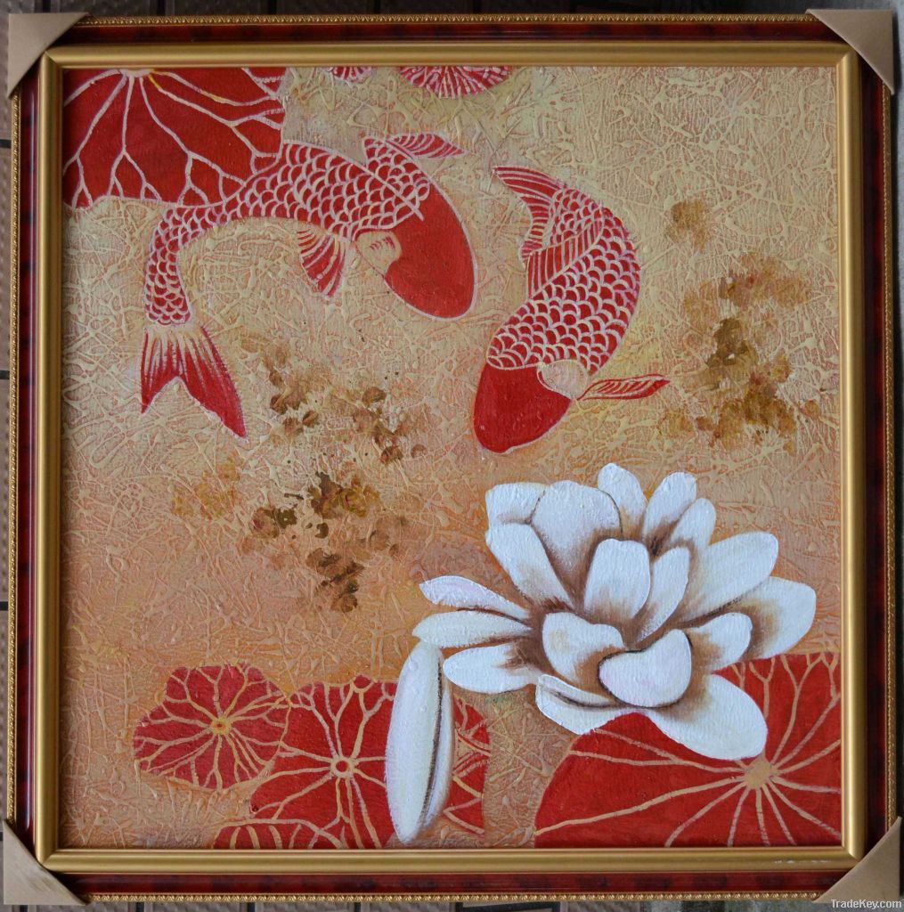 Framed fine arts of flower oil painting handmade 1 piece