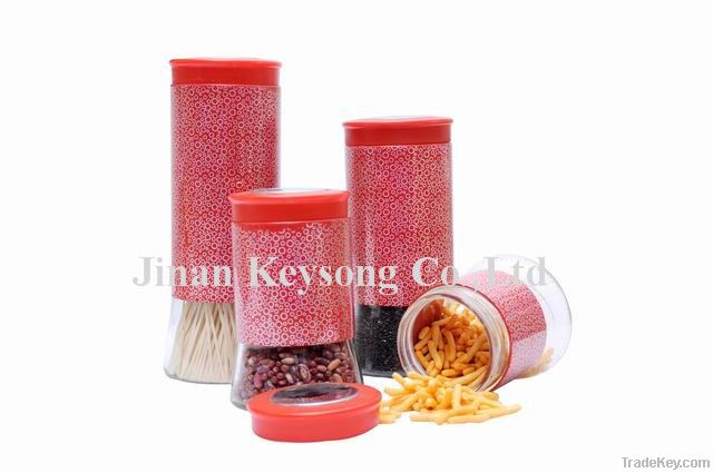 Colored Stainless Steel glass storage jar/bottle