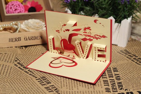 Love and valentine 3d pop up greeting card