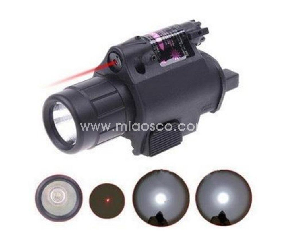 Led Tactical Combo Flashlight With 5mw Red Laser Sight
