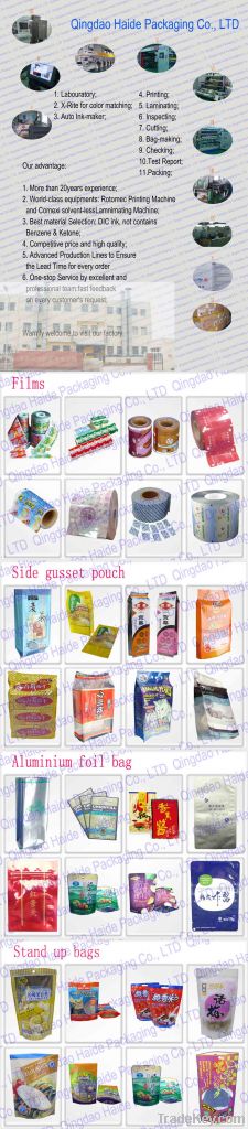 side gusset plastic frozen food bag