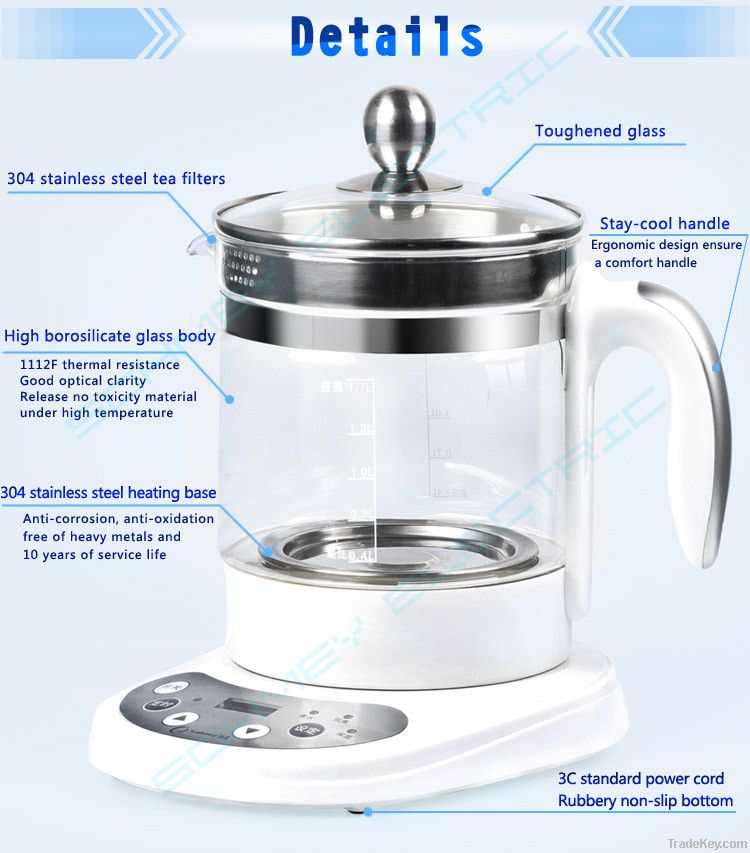Electric Borosilicate Glass Tea Pot
