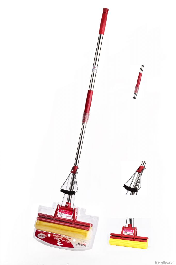 PVA absorbent mop with steel pole extensible