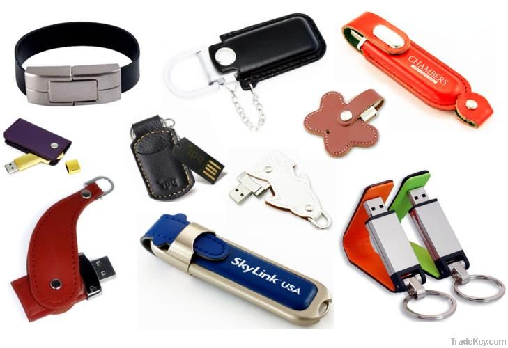 16GB Leather USB Flash Drive , Hot Printing Leather USB Disk 1GB, Leat