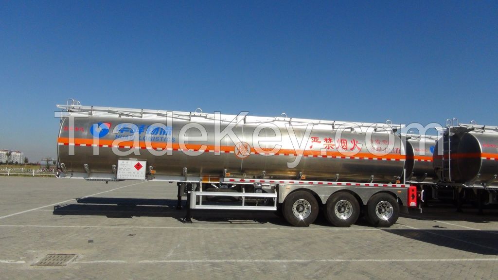 Aluminum tank semi trailer with 3 axle for transporting fuel/petrol
