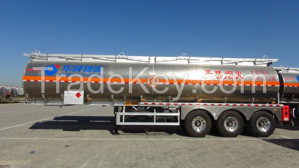 Aluminum tank semi trailer with 3 axle for transporting fuel/petrol