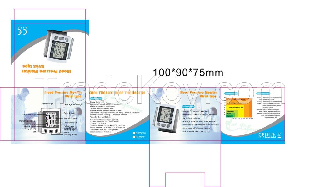 wrist digital Large LCD screen personal blood pressure monitor EA-BP61A