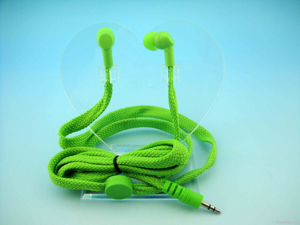 stereo power bass waterproof earphones/shoe lace earphone