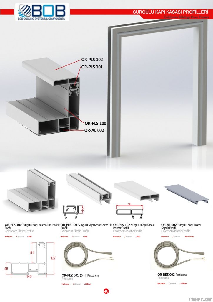 cold room sliding door pvc frame