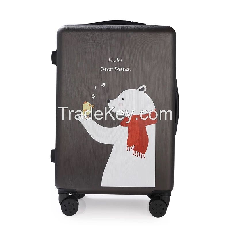 2018 ABS+PC rolling suitcase popular printing design luggage case pc luggage