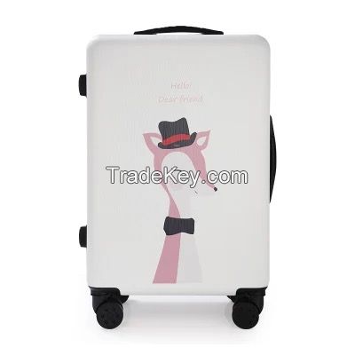 2018 ABS+PC rolling suitcase popular printing design luggage case pc luggage