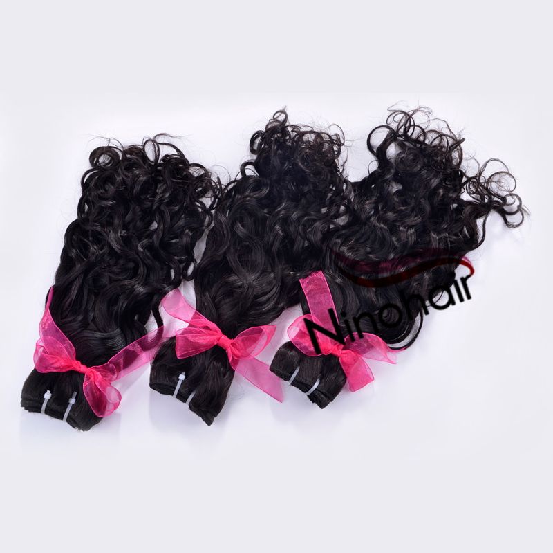 Virgin Brazilian Hair Natural Water Wave 12-30 Inch  1B Color 100g Per Bundle 100% Human Hair Weaving 