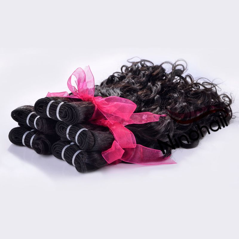 Virgin Brazilian Hair Natural Water Wave 12-30 Inch  1B Color 100g Per Bundle 100% Human Hair Weaving