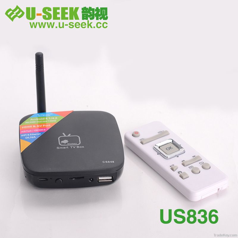 Android 4.1 WiFi Rk 3066 Cortex-A9 TV Box (US836)