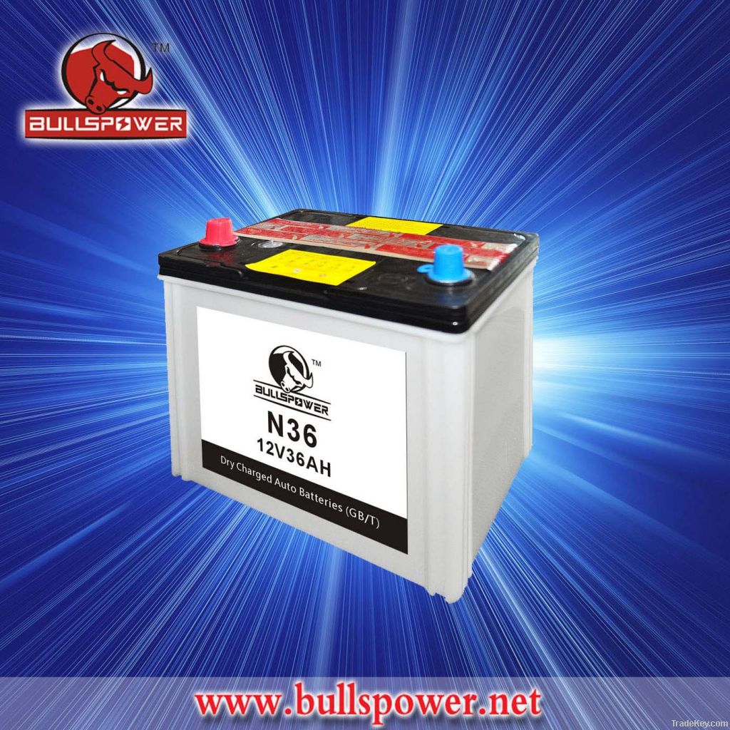 automotive battery dry charged N36 12V36AH hybrid car battery