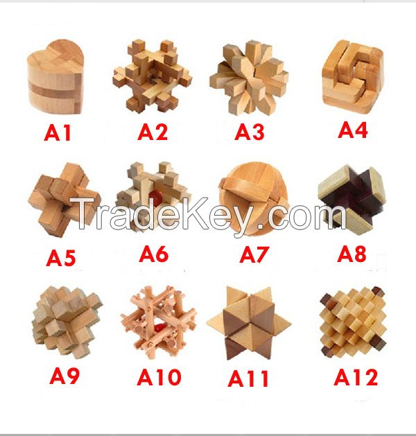 3D Puzzle Classic Wood Wooden Logic Brain Teaser Puzzles Lock Model Kit 