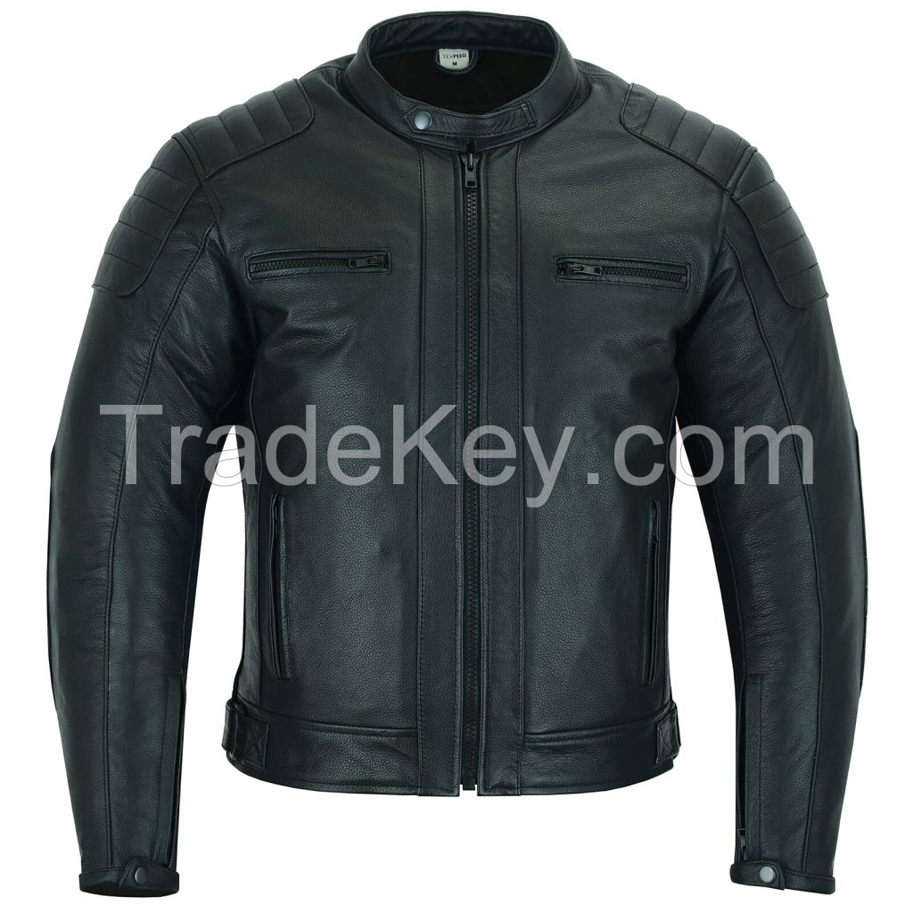 Leather Motorbike Motorcycle Jacket Touring With Genuine CE Armour Biker Thermal