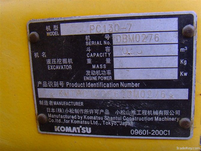 Used Komatsu Excavator, Komatsu PC130-7