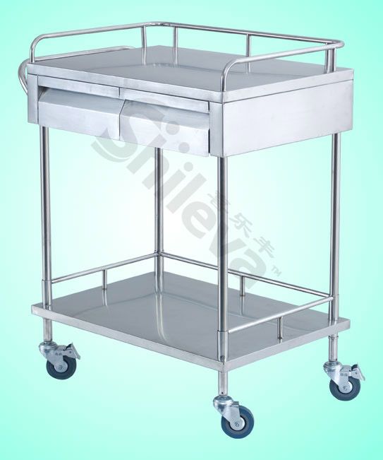 Two-drawer Stainless Steel Dressing & Medicine Trolley/ Cart
