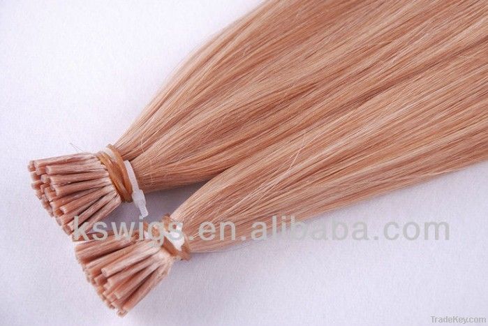 Natural brazilian virgin human hair weft-glue hair(I-TIP)