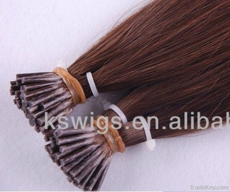 Natural brazilian virgin human hair weft-glue hair(I-TIP)