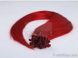 Red color Keratin hair extension U tip high quality with low cost