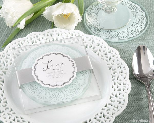Wedding Decorations "Lace" Exquisite Frosted-Glass Coasters Gifts