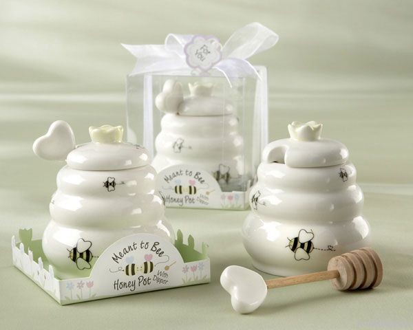 Wedding Favors "Meant to Bee" Ceramic Honey Pot Gifts