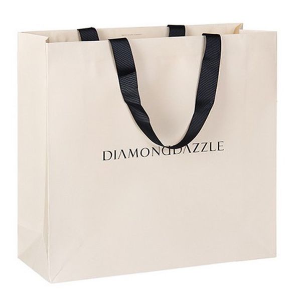 Printed Cheap Promotional Paper Shopping Bag with Satin Handles