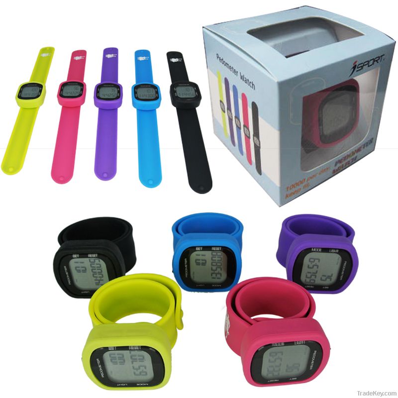 Multi-color Silicone Strap Watch Pedometer