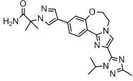 2-(4-(2-(1-Isopropyl-3-methyl-1H- 1,2,4-triazol-5-yl)-5,6-dihydrobenzo[f] imidazo[1,2-d][1,4]oxazepin-9-yl)- 1H-pyrazol-1-yl)-2-methylpropanamide