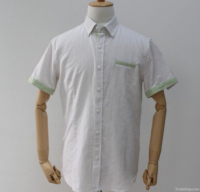Mens Leisure Design White Linen Shirt