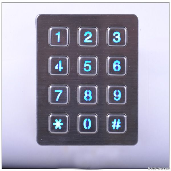 Vandalproof Metal Numeric Keypad With 12 Keys