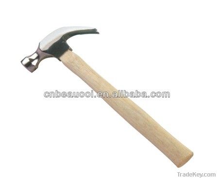 Claw hammer with wooden handle