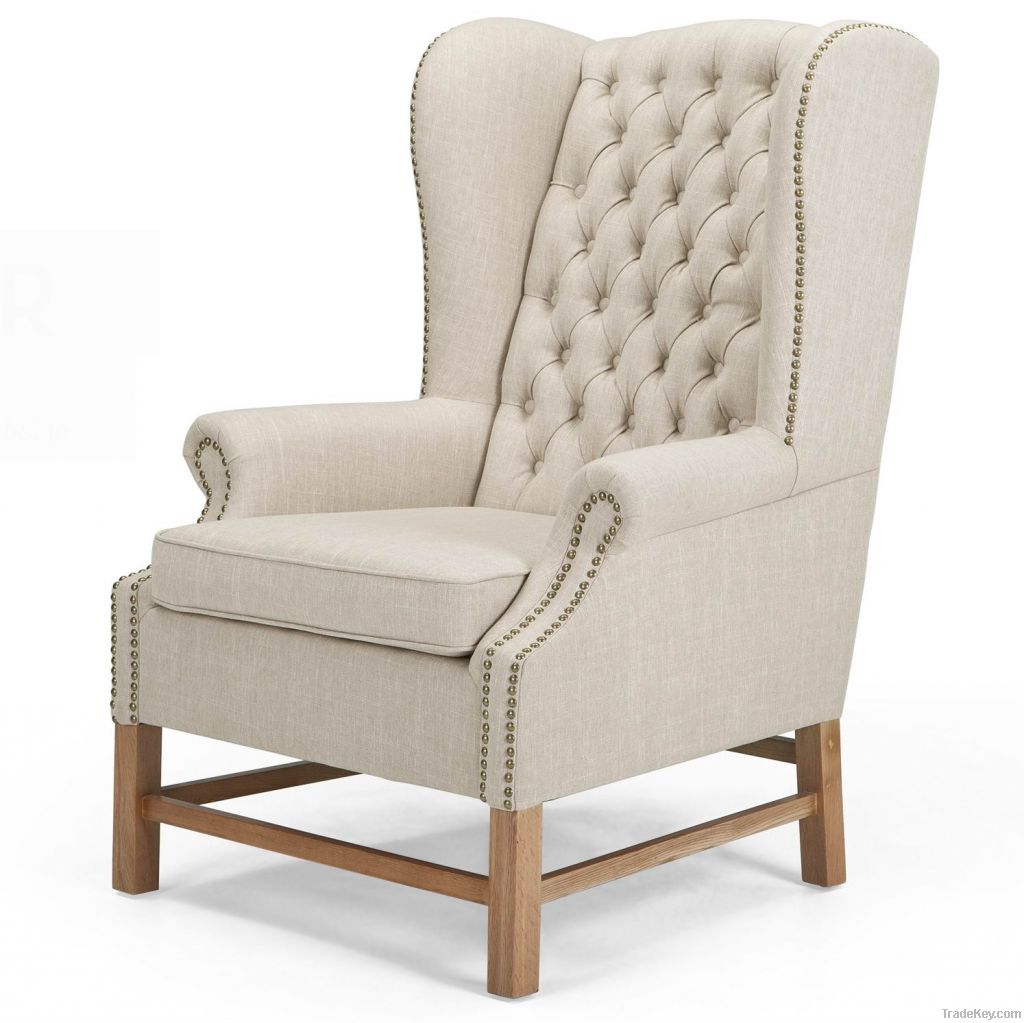 Bright Home Millard Tufted Beige Linen Wing Back Club Chair