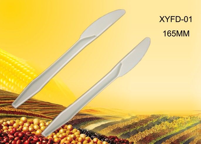 100% nature hotel supply ecofriendly disposable green knife cutlery set :XYFD-01